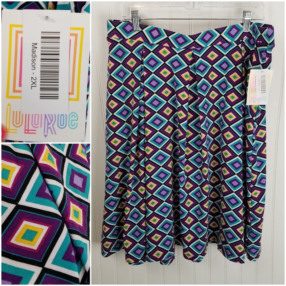 LuLaRoe Madison Geometric Squares Skirt 2XL NWT